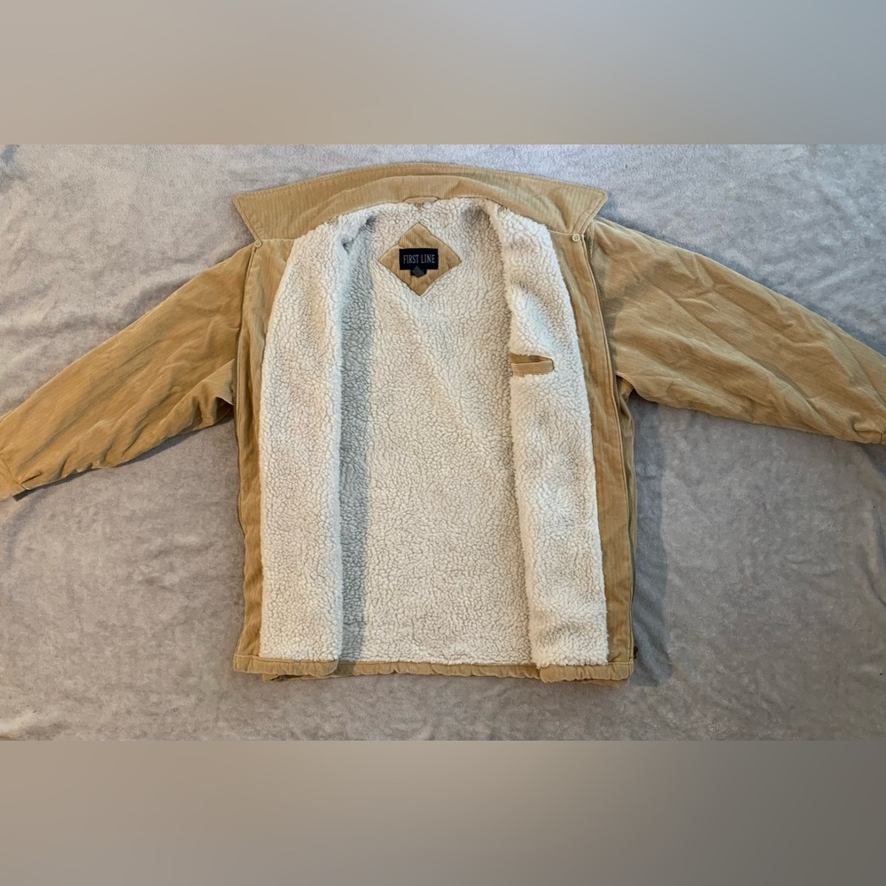 FIRST LINE mocha brown wool interior/ suede exterior coat